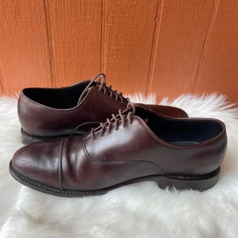 Men s Whole Cut Burgundy Leather Shoes Handcrafted by Thursday Sz US 9.5